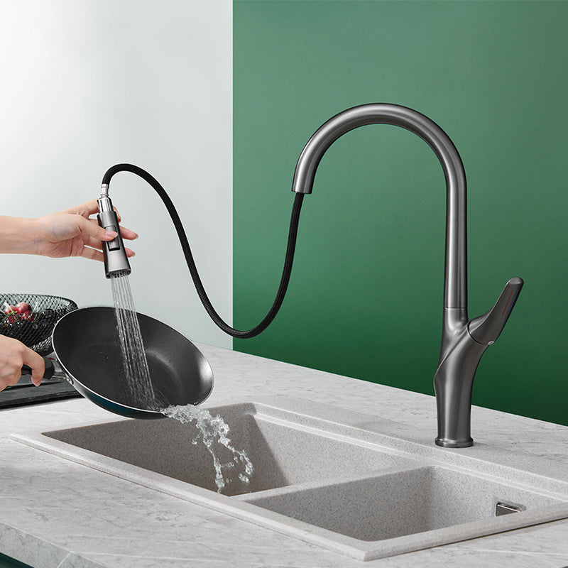 Modern Kitchen Sink Faucet Brass Pulldown Sprayer Single Handle High Arch Pot Filler Clearhalo 'Home Improvement' 'home_improvement' 'home_improvement_kitchen_faucets' 'Kitchen Faucets' 'Kitchen Remodel & Kitchen Fixtures' 'Kitchen Sinks & Faucet Components' 'kitchen_faucets' 6136836