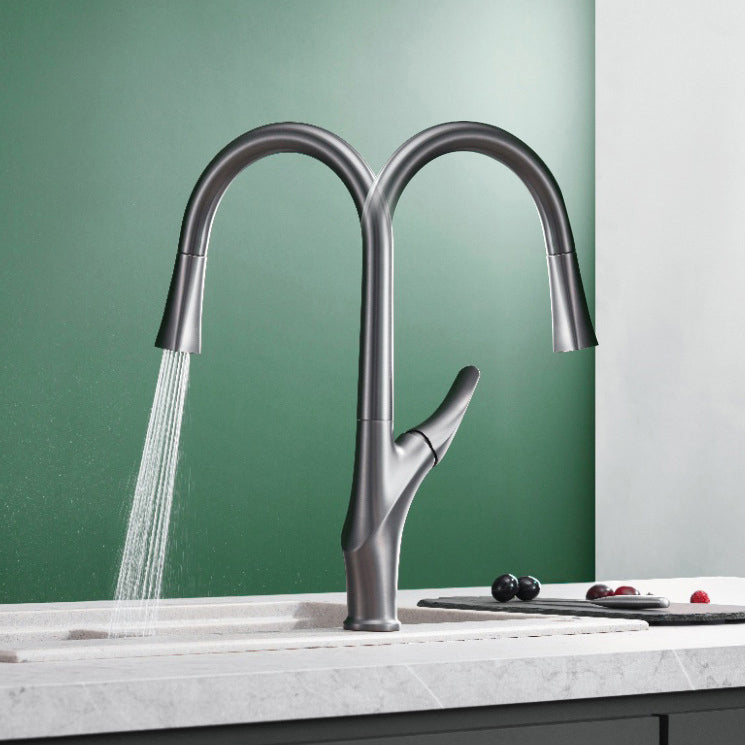 Modern Kitchen Sink Faucet Brass Pulldown Sprayer Single Handle High Arch Pot Filler Clearhalo 'Home Improvement' 'home_improvement' 'home_improvement_kitchen_faucets' 'Kitchen Faucets' 'Kitchen Remodel & Kitchen Fixtures' 'Kitchen Sinks & Faucet Components' 'kitchen_faucets' 6136844