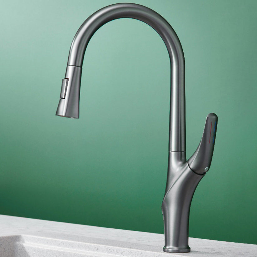 Modern Kitchen Sink Faucet Brass Pulldown Sprayer Single Handle High Arch Pot Filler Clearhalo 'Home Improvement' 'home_improvement' 'home_improvement_kitchen_faucets' 'Kitchen Faucets' 'Kitchen Remodel & Kitchen Fixtures' 'Kitchen Sinks & Faucet Components' 'kitchen_faucets' 6136846