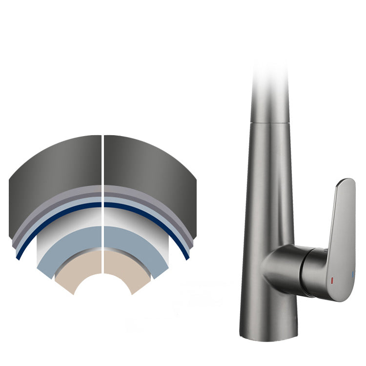 Contemporary Pull Down Kitchen Standard Faucet Single Handle Faucet with Pull Out Sprayer Clearhalo 'Home Improvement' 'home_improvement' 'home_improvement_kitchen_faucets' 'Kitchen Faucets' 'Kitchen Remodel & Kitchen Fixtures' 'Kitchen Sinks & Faucet Components' 'kitchen_faucets' 6136859