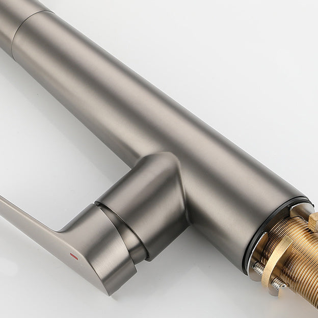 Contemporary Pull Down Kitchen Standard Faucet Single Handle Faucet with Pull Out Sprayer Clearhalo 'Home Improvement' 'home_improvement' 'home_improvement_kitchen_faucets' 'Kitchen Faucets' 'Kitchen Remodel & Kitchen Fixtures' 'Kitchen Sinks & Faucet Components' 'kitchen_faucets' 6136861