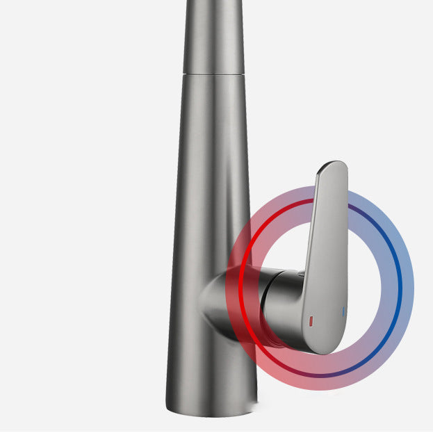 Contemporary Pull Down Kitchen Standard Faucet Single Handle Faucet with Pull Out Sprayer Clearhalo 'Home Improvement' 'home_improvement' 'home_improvement_kitchen_faucets' 'Kitchen Faucets' 'Kitchen Remodel & Kitchen Fixtures' 'Kitchen Sinks & Faucet Components' 'kitchen_faucets' 6136862