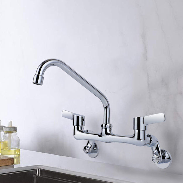 Modern Bar Faucet Brass Double Handle Wall Mounted Pot Filler Faucet Clearhalo 'Home Improvement' 'home_improvement' 'home_improvement_kitchen_faucets' 'Kitchen Faucets' 'Kitchen Remodel & Kitchen Fixtures' 'Kitchen Sinks & Faucet Components' 'kitchen_faucets' 6136878