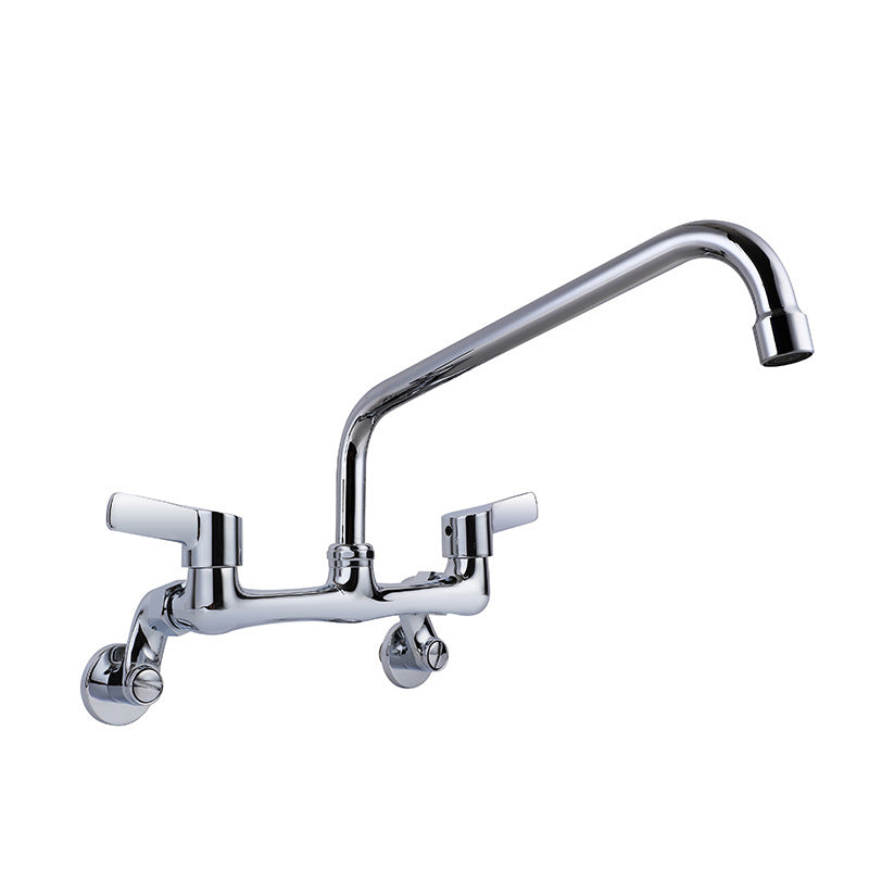 Modern Bar Faucet Brass Double Handle Wall Mounted Pot Filler Faucet Gray/ White Clearhalo 'Home Improvement' 'home_improvement' 'home_improvement_kitchen_faucets' 'Kitchen Faucets' 'Kitchen Remodel & Kitchen Fixtures' 'Kitchen Sinks & Faucet Components' 'kitchen_faucets' 6136880