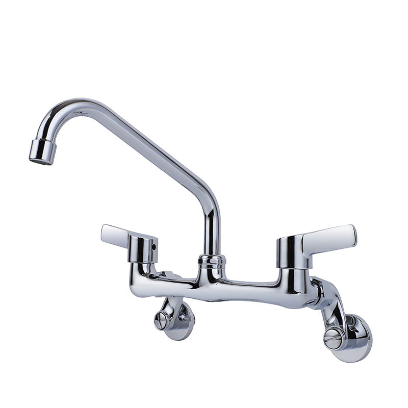 Modern Bar Faucet Brass Double Handle Wall Mounted Pot Filler Faucet Stainless Steel Clearhalo 'Home Improvement' 'home_improvement' 'home_improvement_kitchen_faucets' 'Kitchen Faucets' 'Kitchen Remodel & Kitchen Fixtures' 'Kitchen Sinks & Faucet Components' 'kitchen_faucets' 6136883