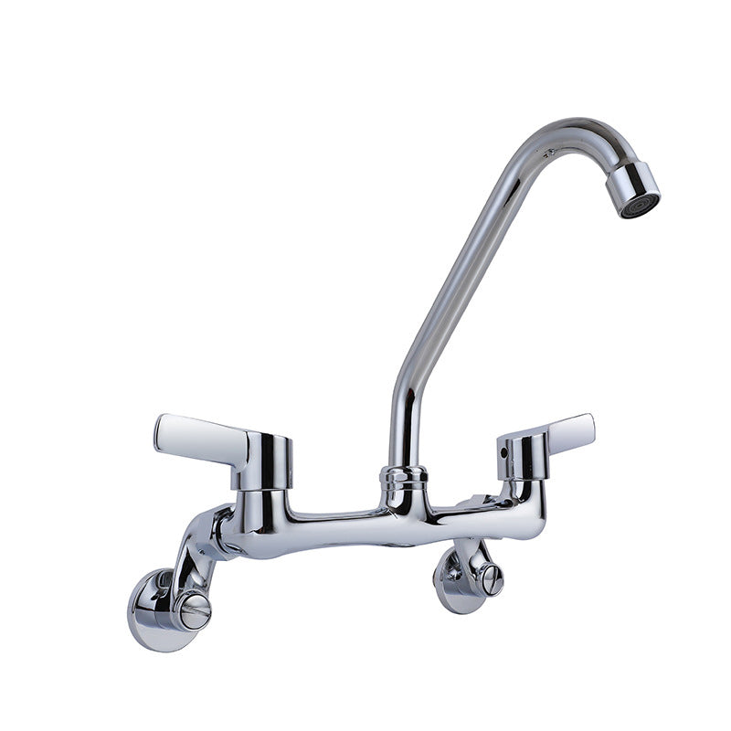 Modern Bar Faucet Brass Double Handle Wall Mounted Pot Filler Faucet Chrome Clearhalo 'Home Improvement' 'home_improvement' 'home_improvement_kitchen_faucets' 'Kitchen Faucets' 'Kitchen Remodel & Kitchen Fixtures' 'Kitchen Sinks & Faucet Components' 'kitchen_faucets' 6136884