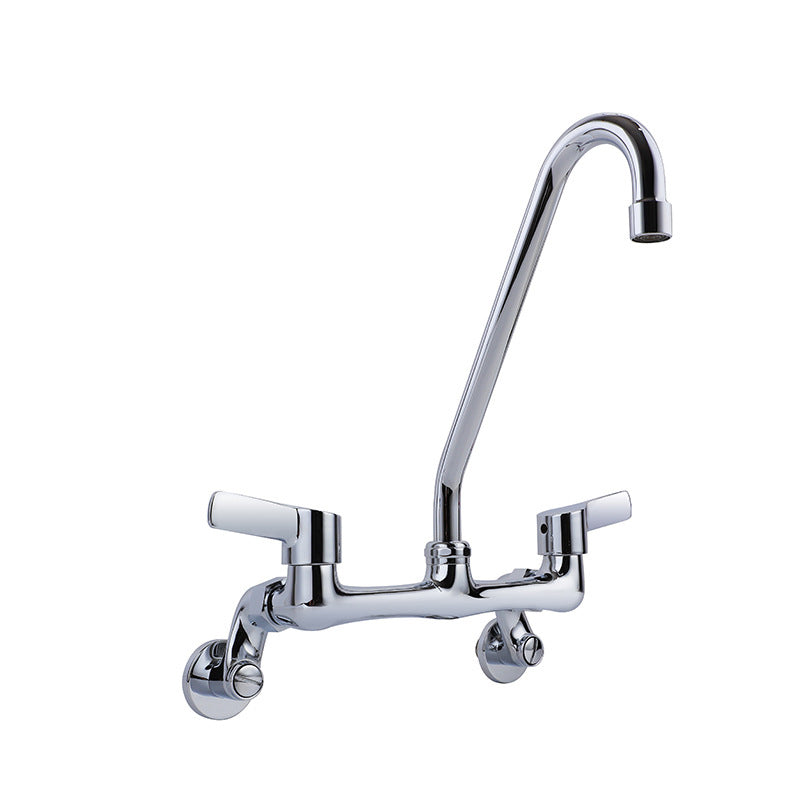 Modern Bar Faucet Brass Double Handle Wall Mounted Pot Filler Faucet Silver Clearhalo 'Home Improvement' 'home_improvement' 'home_improvement_kitchen_faucets' 'Kitchen Faucets' 'Kitchen Remodel & Kitchen Fixtures' 'Kitchen Sinks & Faucet Components' 'kitchen_faucets' 6136885