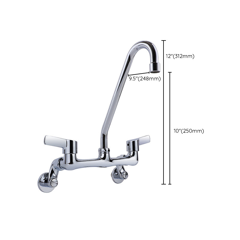 Modern Bar Faucet Brass Double Handle Wall Mounted Pot Filler Faucet Clearhalo 'Home Improvement' 'home_improvement' 'home_improvement_kitchen_faucets' 'Kitchen Faucets' 'Kitchen Remodel & Kitchen Fixtures' 'Kitchen Sinks & Faucet Components' 'kitchen_faucets' 6136889