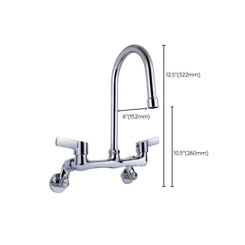 Modern Bar Faucet Brass Double Handle Wall Mounted Pot Filler Faucet Clearhalo 'Home Improvement' 'home_improvement' 'home_improvement_kitchen_faucets' 'Kitchen Faucets' 'Kitchen Remodel & Kitchen Fixtures' 'Kitchen Sinks & Faucet Components' 'kitchen_faucets' 6136891