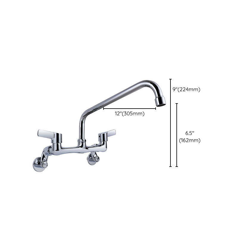 Modern Bar Faucet Brass Double Handle Wall Mounted Pot Filler Faucet Clearhalo 'Home Improvement' 'home_improvement' 'home_improvement_kitchen_faucets' 'Kitchen Faucets' 'Kitchen Remodel & Kitchen Fixtures' 'Kitchen Sinks & Faucet Components' 'kitchen_faucets' 6136893
