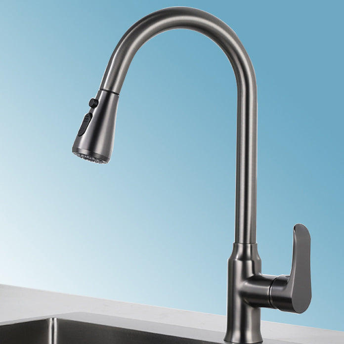 Modern 1-Handle Faucets Pull down Copper with Water Dispenser Standard Kitchen Faucets Clearhalo 'Home Improvement' 'home_improvement' 'home_improvement_kitchen_faucets' 'Kitchen Faucets' 'Kitchen Remodel & Kitchen Fixtures' 'Kitchen Sinks & Faucet Components' 'kitchen_faucets' 6136895