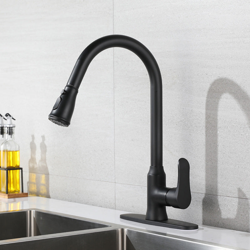 Modern 1-Handle Faucets Pull down Copper with Water Dispenser Standard Kitchen Faucets Black Clearhalo 'Home Improvement' 'home_improvement' 'home_improvement_kitchen_faucets' 'Kitchen Faucets' 'Kitchen Remodel & Kitchen Fixtures' 'Kitchen Sinks & Faucet Components' 'kitchen_faucets' 6136896