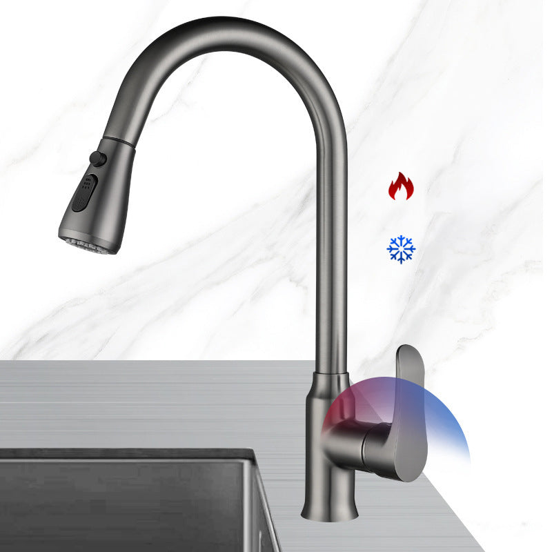 Modern 1-Handle Faucets Pull down Copper with Water Dispenser Standard Kitchen Faucets Clearhalo 'Home Improvement' 'home_improvement' 'home_improvement_kitchen_faucets' 'Kitchen Faucets' 'Kitchen Remodel & Kitchen Fixtures' 'Kitchen Sinks & Faucet Components' 'kitchen_faucets' 6136898