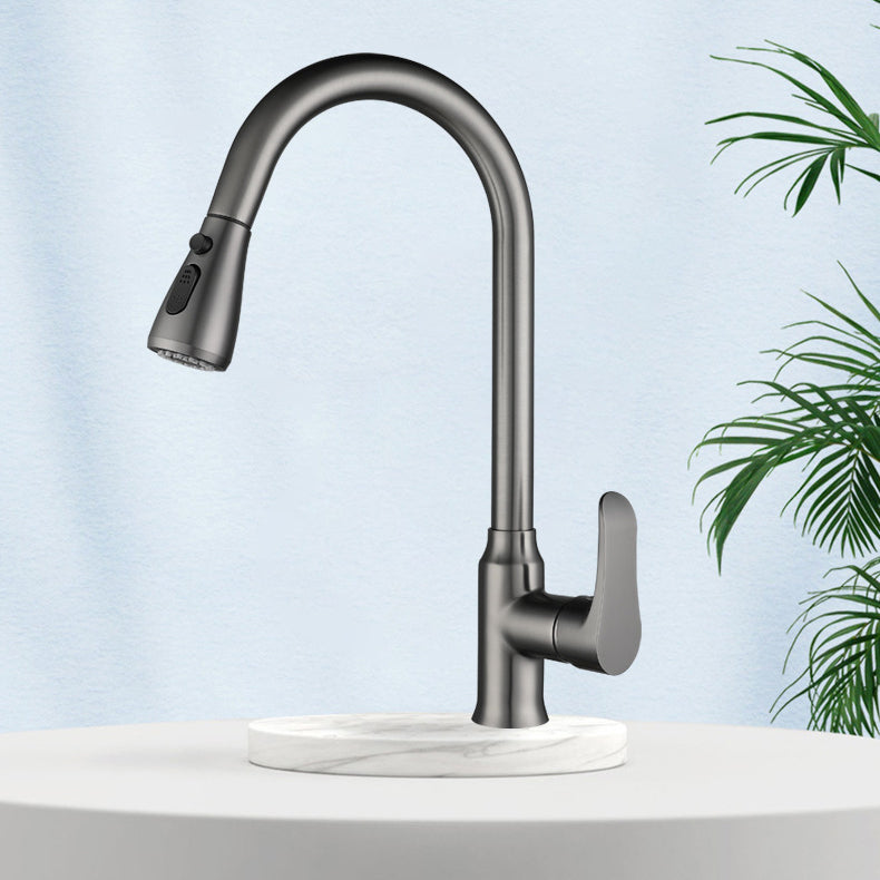 Modern 1-Handle Faucets Pull down Copper with Water Dispenser Standard Kitchen Faucets Clearhalo 'Home Improvement' 'home_improvement' 'home_improvement_kitchen_faucets' 'Kitchen Faucets' 'Kitchen Remodel & Kitchen Fixtures' 'Kitchen Sinks & Faucet Components' 'kitchen_faucets' 6136912