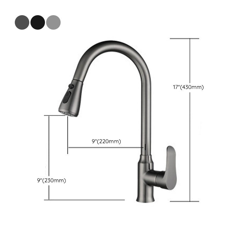 Modern 1-Handle Faucets Pull down Copper with Water Dispenser Standard Kitchen Faucets Clearhalo 'Home Improvement' 'home_improvement' 'home_improvement_kitchen_faucets' 'Kitchen Faucets' 'Kitchen Remodel & Kitchen Fixtures' 'Kitchen Sinks & Faucet Components' 'kitchen_faucets' 6136913