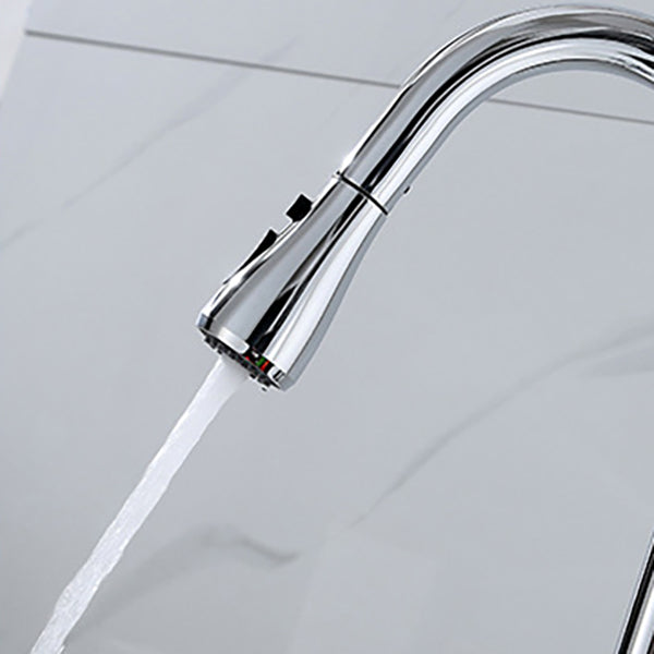 Modern Bar Faucet Brass Pulldown Sprayer Swivel Spout Lever Handles Kitchen Faucet Clearhalo 'Home Improvement' 'home_improvement' 'home_improvement_kitchen_faucets' 'Kitchen Faucets' 'Kitchen Remodel & Kitchen Fixtures' 'Kitchen Sinks & Faucet Components' 'kitchen_faucets' 6136924