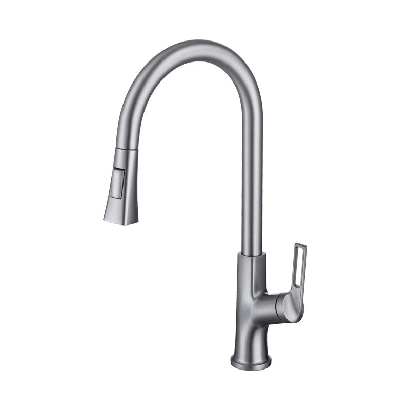 Modern Kitchen Faucet Brass Pulldown Sprayer Swivel Spout Kitchen Sink Faucet Clearhalo 'Home Improvement' 'home_improvement' 'home_improvement_kitchen_faucets' 'Kitchen Faucets' 'Kitchen Remodel & Kitchen Fixtures' 'Kitchen Sinks & Faucet Components' 'kitchen_faucets' 6136987