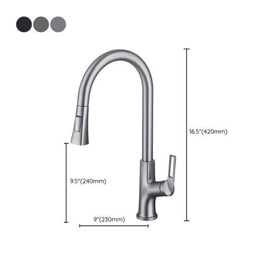 Modern Kitchen Faucet Brass Pulldown Sprayer Swivel Spout Kitchen Sink Faucet Clearhalo 'Home Improvement' 'home_improvement' 'home_improvement_kitchen_faucets' 'Kitchen Faucets' 'Kitchen Remodel & Kitchen Fixtures' 'Kitchen Sinks & Faucet Components' 'kitchen_faucets' 6136990