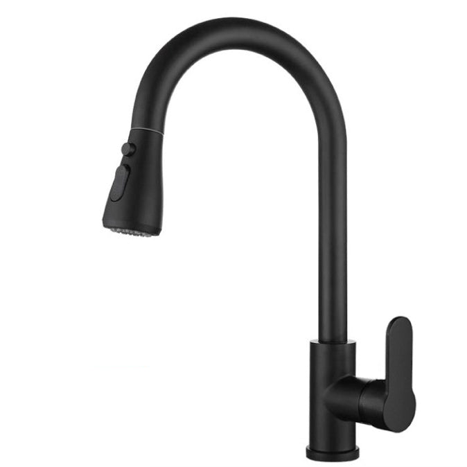 Modern Style Kitchen Faucet Stainless Steel 1-Handle Retractable Kitchen Faucet Matte Black Multi function Spray Clearhalo 'Home Improvement' 'home_improvement' 'home_improvement_kitchen_faucets' 'Kitchen Faucets' 'Kitchen Remodel & Kitchen Fixtures' 'Kitchen Sinks & Faucet Components' 'kitchen_faucets' 6137003