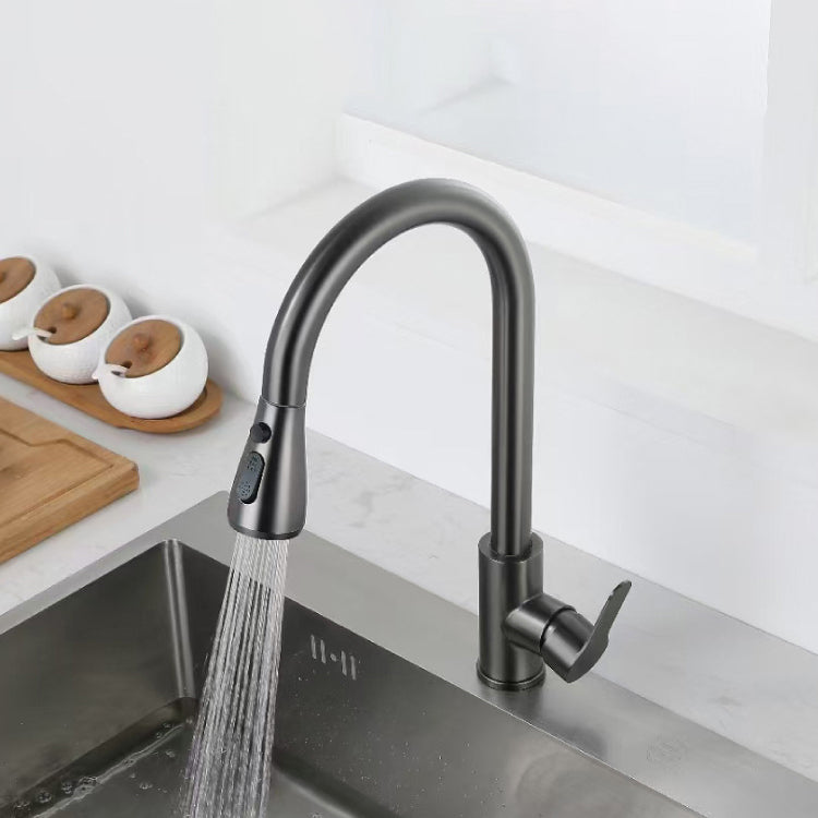 Modern Style Kitchen Faucet Stainless Steel 1-Handle Retractable Kitchen Faucet Clearhalo 'Home Improvement' 'home_improvement' 'home_improvement_kitchen_faucets' 'Kitchen Faucets' 'Kitchen Remodel & Kitchen Fixtures' 'Kitchen Sinks & Faucet Components' 'kitchen_faucets' 6137025