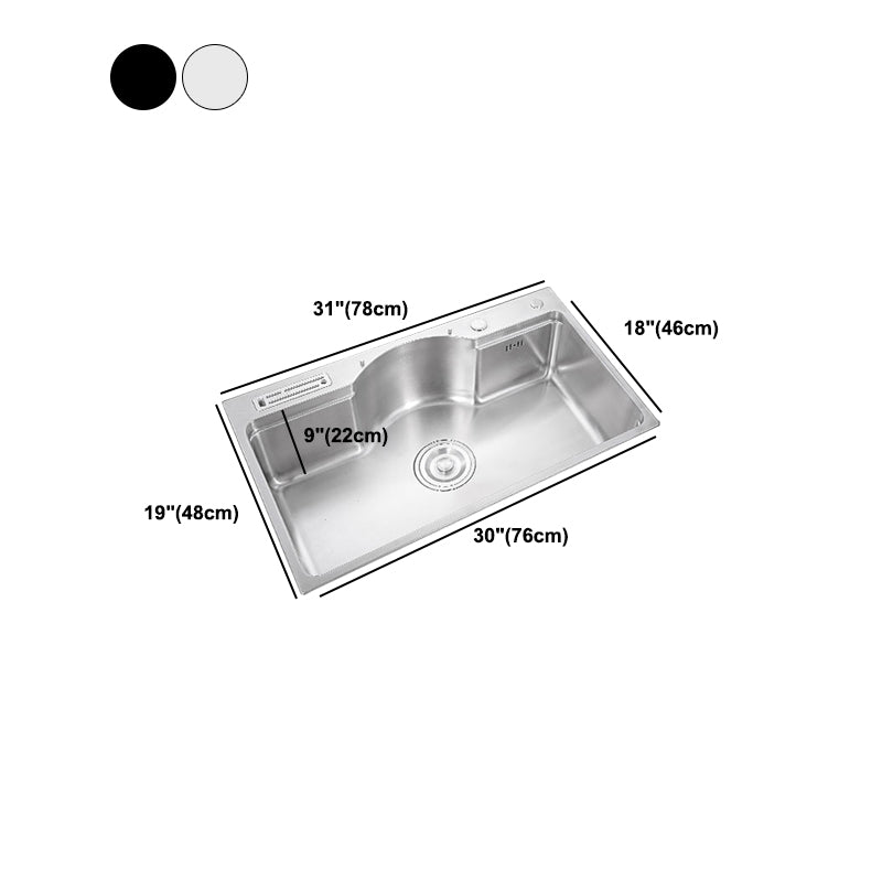 Stainless Steel 31" X 19" Kitchen Sink Single Bowl Drop-in Sink in Chrome and Black Clearhalo 'Home Improvement' 'home_improvement' 'home_improvement_kitchen_sinks' 'Kitchen Remodel & Kitchen Fixtures' 'Kitchen Sinks & Faucet Components' 'Kitchen Sinks' 'kitchen_sinks' 6140144