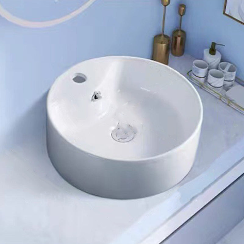 Modern Vessel Bathroom Sink Porcelain White Wash Stand for Bathroom 18"L x 18"W x 6"H Clearhalo 'Bathroom Remodel & Bathroom Fixtures' 'Bathroom Sinks & Faucet Components' 'Bathroom Sinks' 'bathroom_sink' 'Home Improvement' 'home_improvement' 'home_improvement_bathroom_sink' 6140156
