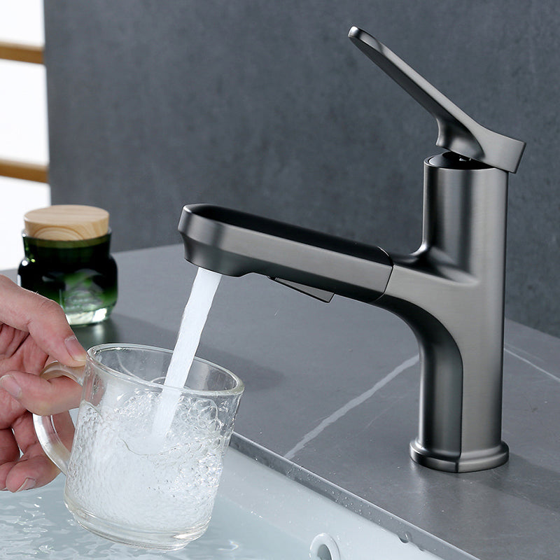 Contemporary Style Centerset Faucets Bathroom Faucets with Lever Handle Clearhalo 'Bathroom Remodel & Bathroom Fixtures' 'Bathroom Sink Faucets' 'Bathroom Sinks & Faucet Components' 'bathroom_sink_faucets' 'Home Improvement' 'home_improvement' 'home_improvement_bathroom_sink_faucets' 6140224