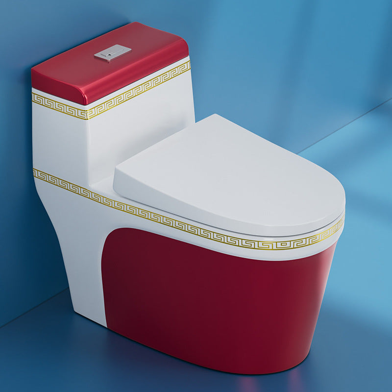 Traditional One Piece Toilet Floor Mounted Toilet Bowl with Slow Close Seat for Washroom Red Clearhalo 'Bathroom Remodel & Bathroom Fixtures' 'Home Improvement' 'home_improvement' 'home_improvement_toilets' 'Toilets & Bidets' 'Toilets' 6142426