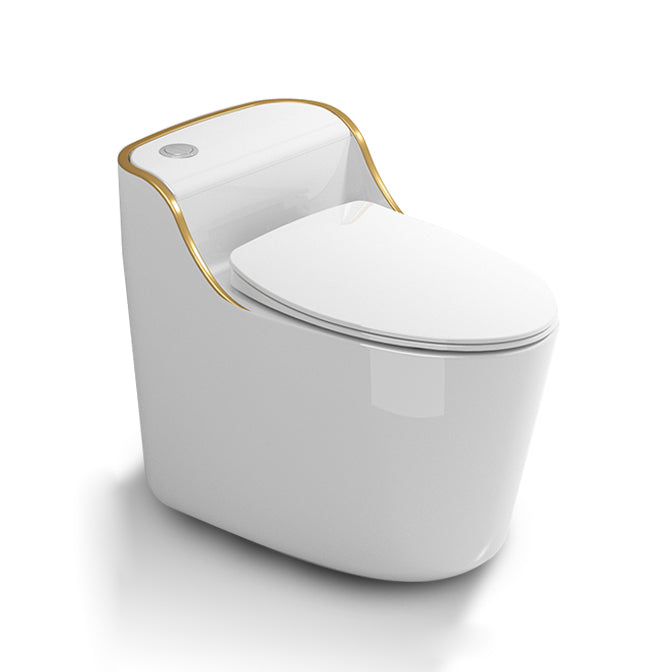 Modern Toilet Bowl Siphon Jet Toilet with Slow Close Seat for Bathroom White Gold Clearhalo 'Bathroom Remodel & Bathroom Fixtures' 'Home Improvement' 'home_improvement' 'home_improvement_toilets' 'Toilets & Bidets' 'Toilets' 6142448