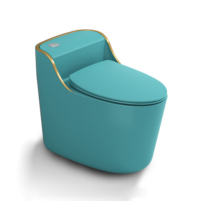 Modern Toilet Bowl Siphon Jet Toilet with Slow Close Seat for Bathroom Blue Gold Clearhalo 'Bathroom Remodel & Bathroom Fixtures' 'Home Improvement' 'home_improvement' 'home_improvement_toilets' 'Toilets & Bidets' 'Toilets' 6142454