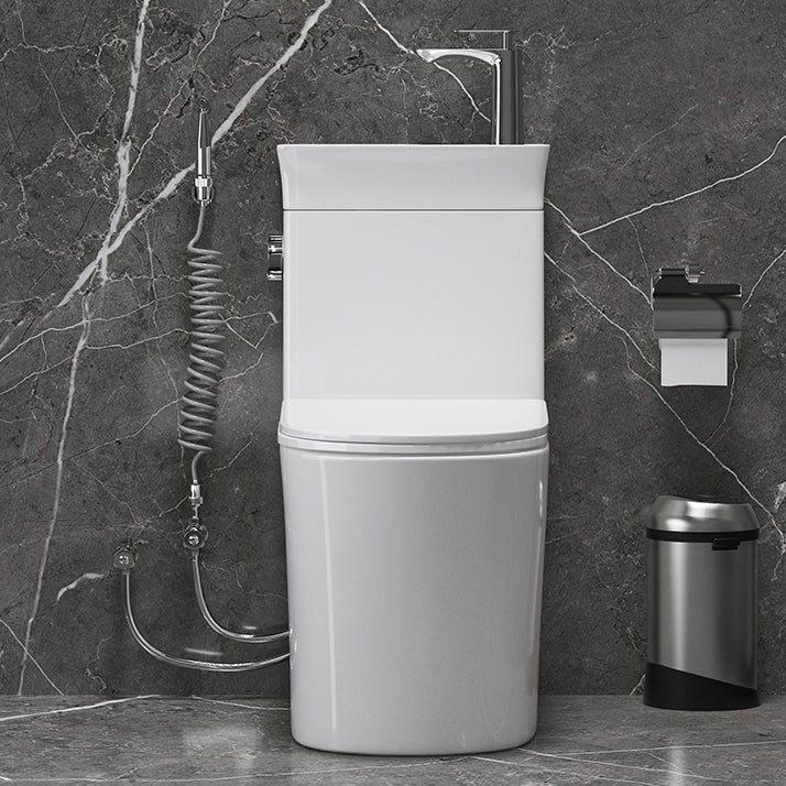 Modern Flush Toilet Left Side One-Piece Toilet with Slow Close Seat Clearhalo 'Bathroom Remodel & Bathroom Fixtures' 'Home Improvement' 'home_improvement' 'home_improvement_toilets' 'Toilets & Bidets' 'Toilets' 6142475