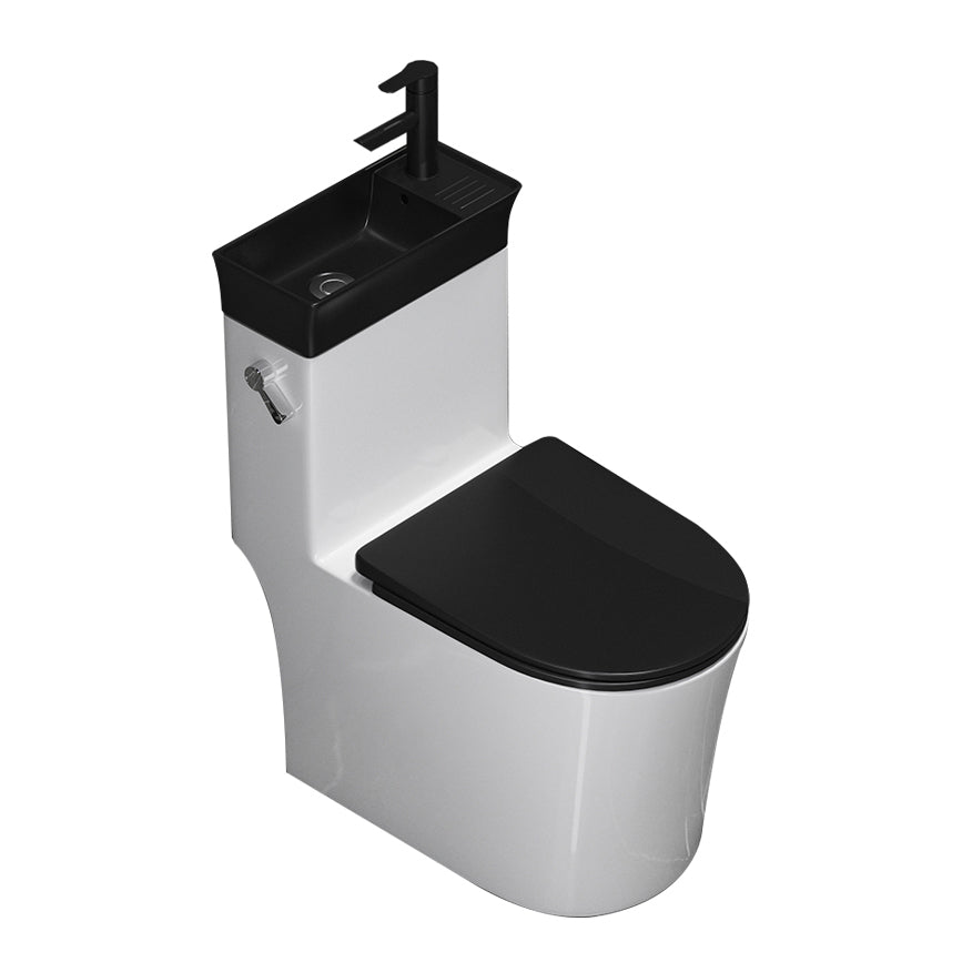 Modern Flush Toilet Left Side One-Piece Toilet with Slow Close Seat Clearhalo 'Bathroom Remodel & Bathroom Fixtures' 'Home Improvement' 'home_improvement' 'home_improvement_toilets' 'Toilets & Bidets' 'Toilets' 6142477