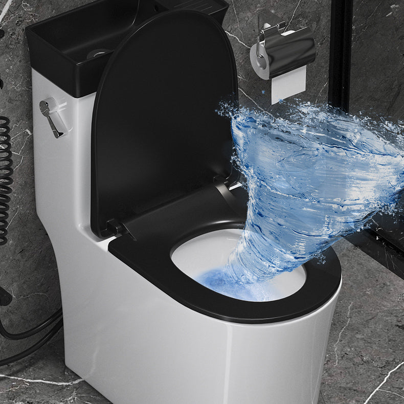 Modern Flush Toilet Left Side One-Piece Toilet with Slow Close Seat Clearhalo 'Bathroom Remodel & Bathroom Fixtures' 'Home Improvement' 'home_improvement' 'home_improvement_toilets' 'Toilets & Bidets' 'Toilets' 6142481