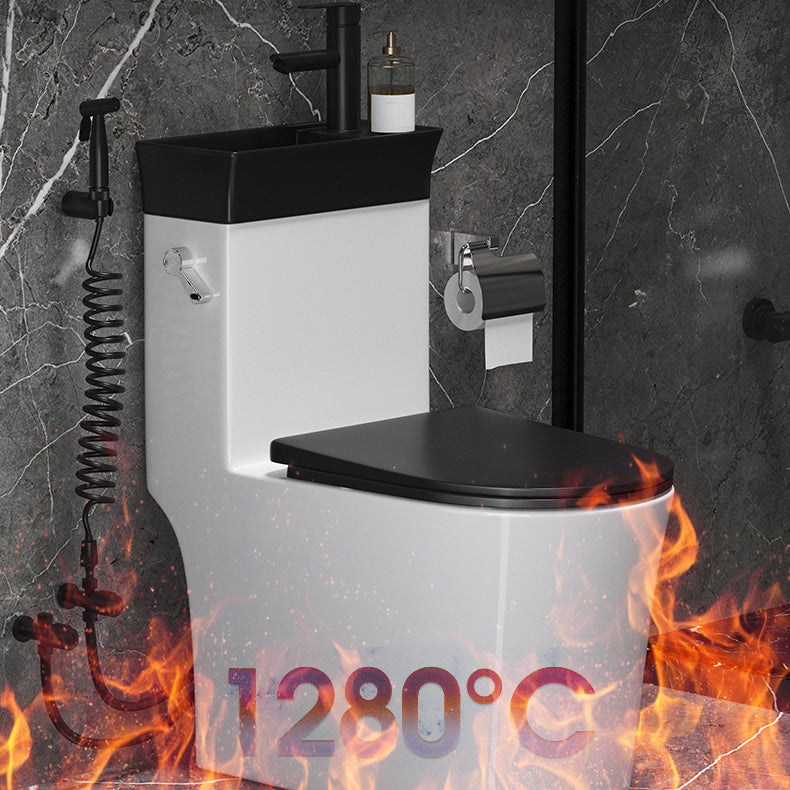 Modern Flush Toilet Left Side One-Piece Toilet with Slow Close Seat Clearhalo 'Bathroom Remodel & Bathroom Fixtures' 'Home Improvement' 'home_improvement' 'home_improvement_toilets' 'Toilets & Bidets' 'Toilets' 6142483