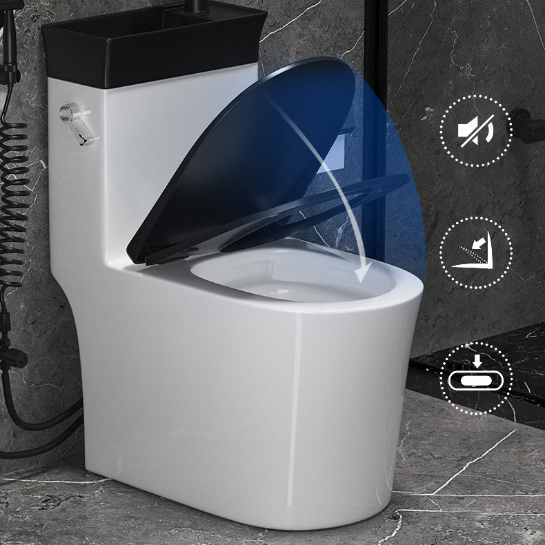 Modern Flush Toilet Left Side One-Piece Toilet with Slow Close Seat Clearhalo 'Bathroom Remodel & Bathroom Fixtures' 'Home Improvement' 'home_improvement' 'home_improvement_toilets' 'Toilets & Bidets' 'Toilets' 6142484