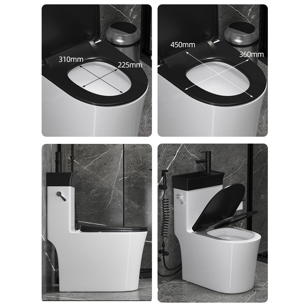 Modern Flush Toilet Left Side One-Piece Toilet with Slow Close Seat Clearhalo 'Bathroom Remodel & Bathroom Fixtures' 'Home Improvement' 'home_improvement' 'home_improvement_toilets' 'Toilets & Bidets' 'Toilets' 6142486