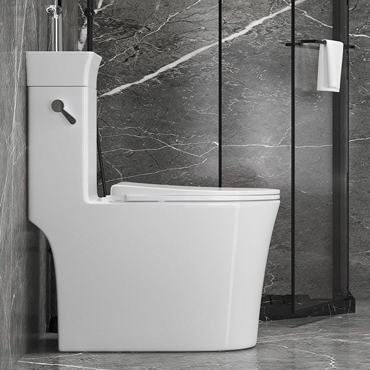 Modern Flush Toilet Left Side One-Piece Toilet with Slow Close Seat Clearhalo 'Bathroom Remodel & Bathroom Fixtures' 'Home Improvement' 'home_improvement' 'home_improvement_toilets' 'Toilets & Bidets' 'Toilets' 6142488
