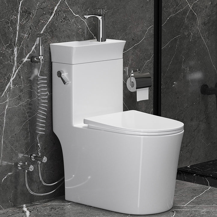 Modern Flush Toilet Left Side One-Piece Toilet with Slow Close Seat Clearhalo 'Bathroom Remodel & Bathroom Fixtures' 'Home Improvement' 'home_improvement' 'home_improvement_toilets' 'Toilets & Bidets' 'Toilets' 6142489