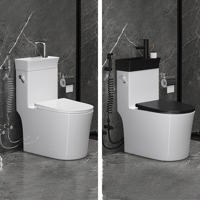 Modern Flush Toilet Left Side One-Piece Toilet with Slow Close Seat Clearhalo 'Bathroom Remodel & Bathroom Fixtures' 'Home Improvement' 'home_improvement' 'home_improvement_toilets' 'Toilets & Bidets' 'Toilets' 6142491