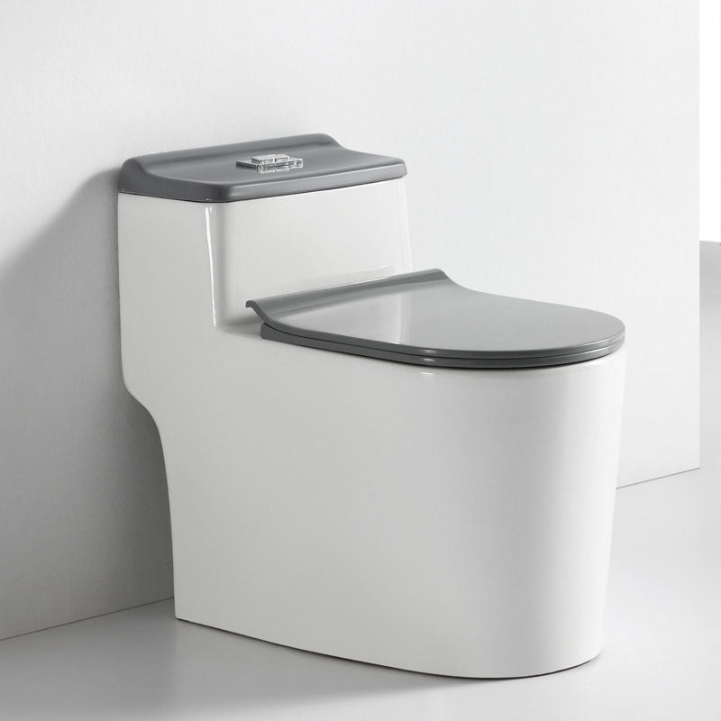 Traditional Floor Mounted Toilet Siphon Jet One-Piece Flush Toilet with Slow Close Seat Gray White Clearhalo 'Bathroom Remodel & Bathroom Fixtures' 'Home Improvement' 'home_improvement' 'home_improvement_toilets' 'Toilets & Bidets' 'Toilets' 6142494