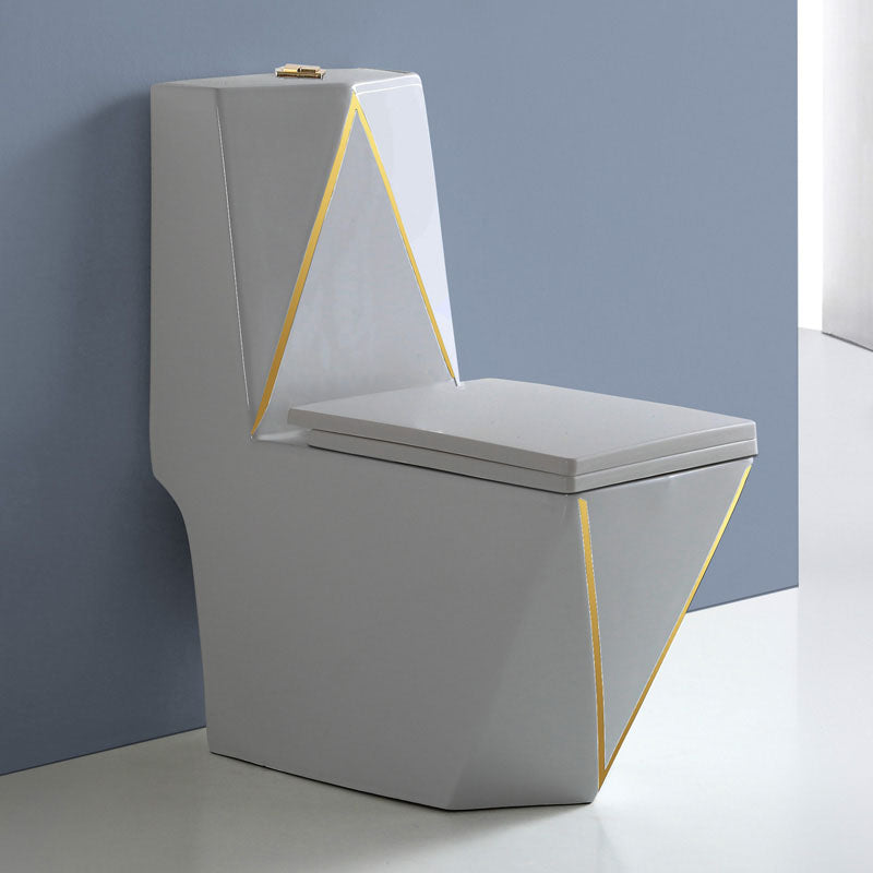 Traditional Floor Mounted Toilet Siphon Jet One-Piece Flush Toilet with Slow Close Seat 15"L x 27"W x 33"H Grey Clearhalo 'Bathroom Remodel & Bathroom Fixtures' 'Home Improvement' 'home_improvement' 'home_improvement_toilets' 'Toilets & Bidets' 'Toilets' 6142498