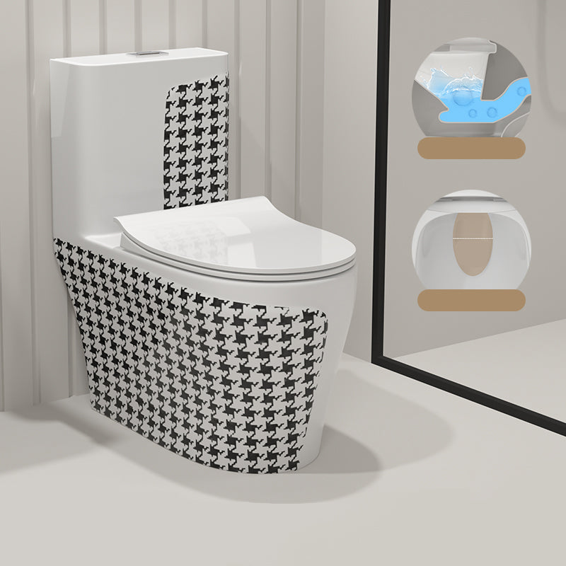Floor Mount Flush Toilet Traditional Skirted One-Piece Toilet with Slow Close Seat 15"L x 27"W x 30"H Black White Clearhalo 'Bathroom Remodel & Bathroom Fixtures' 'Home Improvement' 'home_improvement' 'home_improvement_toilets' 'Toilets & Bidets' 'Toilets' 6142526