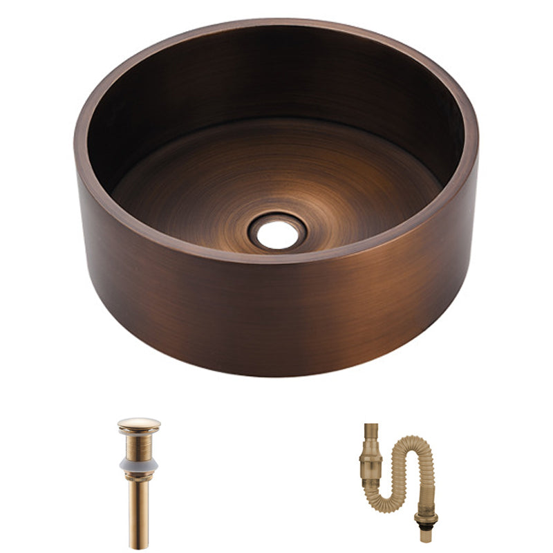 Modern Stainless Steel Wash Stand Round Trough Sink for Bathroom Brown None Sink Clearhalo 'Bathroom Remodel & Bathroom Fixtures' 'Bathroom Sinks & Faucet Components' 'Bathroom Sinks' 'bathroom_sink' 'Home Improvement' 'home_improvement' 'home_improvement_bathroom_sink' 6149858