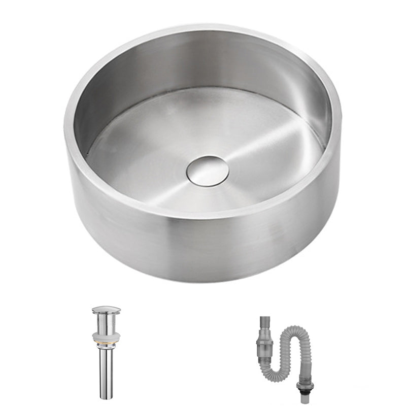 Modern Stainless Steel Wash Stand Round Trough Sink for Bathroom Silver None Sink Clearhalo 'Bathroom Remodel & Bathroom Fixtures' 'Bathroom Sinks & Faucet Components' 'Bathroom Sinks' 'bathroom_sink' 'Home Improvement' 'home_improvement' 'home_improvement_bathroom_sink' 6149862