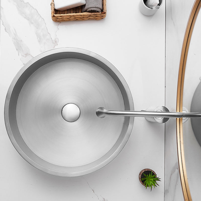 Modern Stainless Steel Wash Stand Round Trough Sink for Bathroom Clearhalo 'Bathroom Remodel & Bathroom Fixtures' 'Bathroom Sinks & Faucet Components' 'Bathroom Sinks' 'bathroom_sink' 'Home Improvement' 'home_improvement' 'home_improvement_bathroom_sink' 6149867