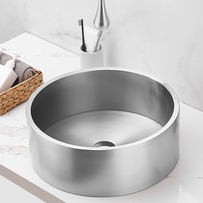 Modern Stainless Steel Wash Stand Round Trough Sink for Bathroom Clearhalo 'Bathroom Remodel & Bathroom Fixtures' 'Bathroom Sinks & Faucet Components' 'Bathroom Sinks' 'bathroom_sink' 'Home Improvement' 'home_improvement' 'home_improvement_bathroom_sink' 6149870