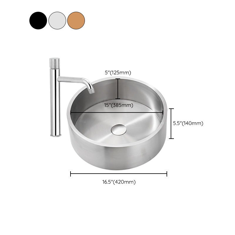 Modern Stainless Steel Wash Stand Round Trough Sink for Bathroom Clearhalo 'Bathroom Remodel & Bathroom Fixtures' 'Bathroom Sinks & Faucet Components' 'Bathroom Sinks' 'bathroom_sink' 'Home Improvement' 'home_improvement' 'home_improvement_bathroom_sink' 6149897