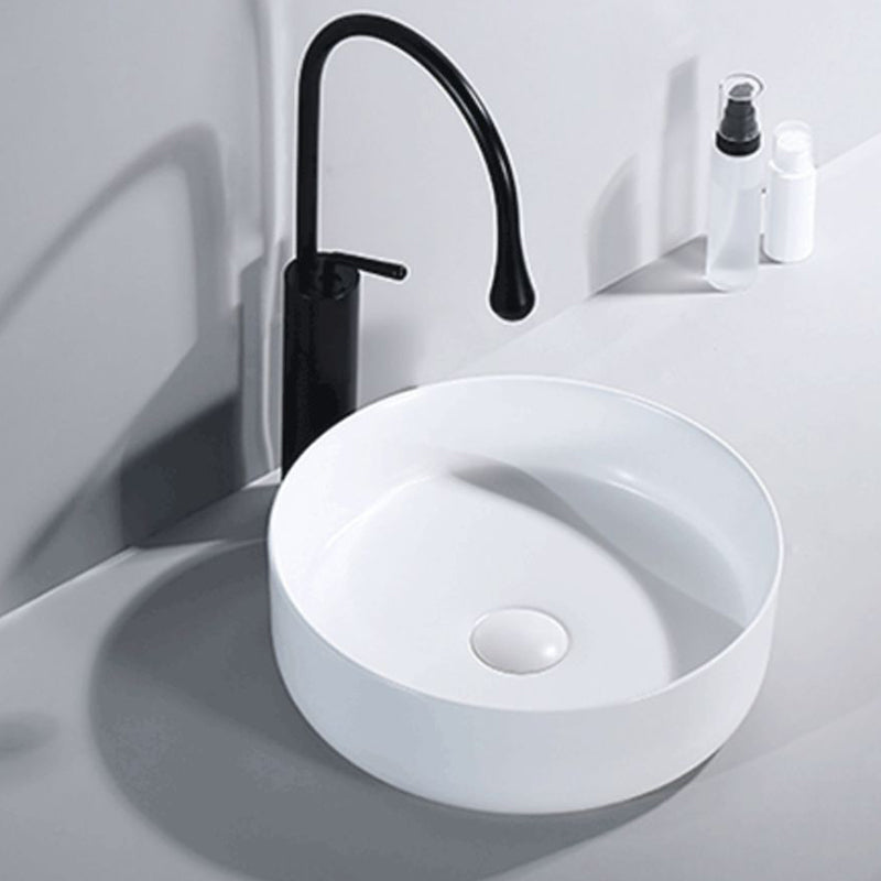 Round Modern Bathroom Sink Porcelain Vessel Bathroom Sink for Home(Faucet Not Included) White Clearhalo 'Bathroom Remodel & Bathroom Fixtures' 'Bathroom Sinks & Faucet Components' 'Bathroom Sinks' 'bathroom_sink' 'Home Improvement' 'home_improvement' 'home_improvement_bathroom_sink' 6149956