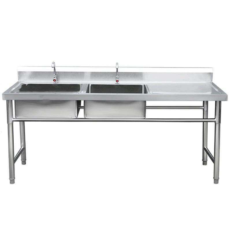 Stainless Steel Sink Undermount Kitchen Sink with Faucet and Base 69"L x 24"W x 31"H Left Double Clearhalo 'Home Improvement' 'home_improvement' 'home_improvement_kitchen_sinks' 'Kitchen Remodel & Kitchen Fixtures' 'Kitchen Sinks & Faucet Components' 'Kitchen Sinks' 'kitchen_sinks' 6150045