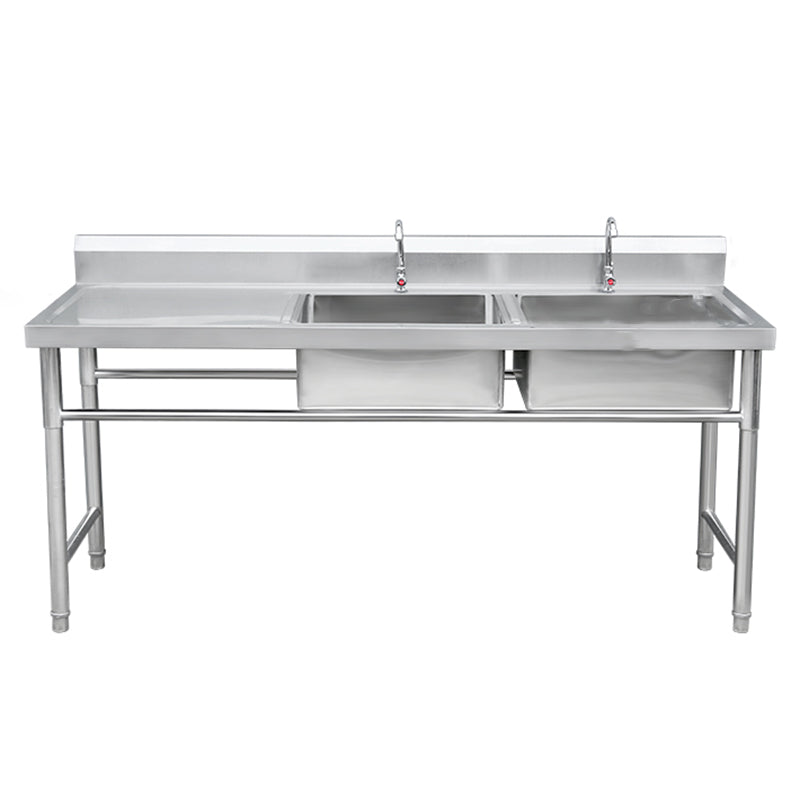 Stainless Steel Sink Undermount Kitchen Sink with Faucet and Base 69"L x 24"W x 31"H Right Double Clearhalo 'Home Improvement' 'home_improvement' 'home_improvement_kitchen_sinks' 'Kitchen Remodel & Kitchen Fixtures' 'Kitchen Sinks & Faucet Components' 'Kitchen Sinks' 'kitchen_sinks' 6150047
